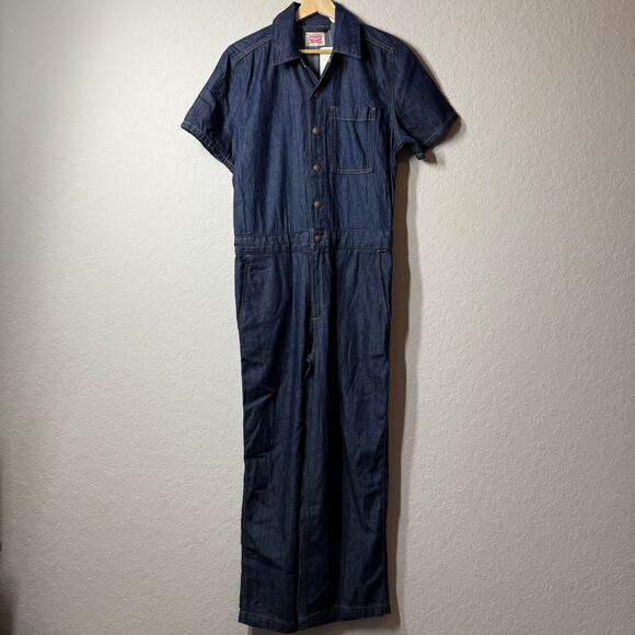 Levi's Women's Denim Blue Jean Short Sleeve Jumpsuit Size XS NEW - Picture 1 of 10